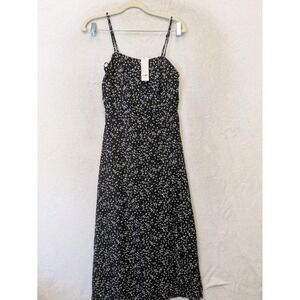 NEW Francesca's Mi Ami Midi Dress Womens Small Black Heart Print Spaghetti Strap